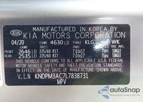 2020 Kia Sportage Lx from USA, damaged, VIN KNDPM3AC7L7838731